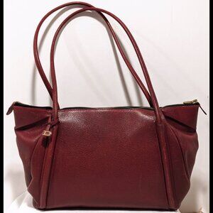 Amazing 1980s DELVAUX Burgundy Red Leather Large Dbl Handle Zip-Up Belgian Purse